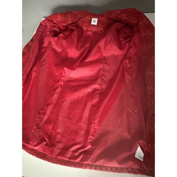 Cabi Sloan Red Pink Wool Blend Tweed Coat Sz S Snap Close Dbl Breasted Pea Coat - Picture 5 of 7